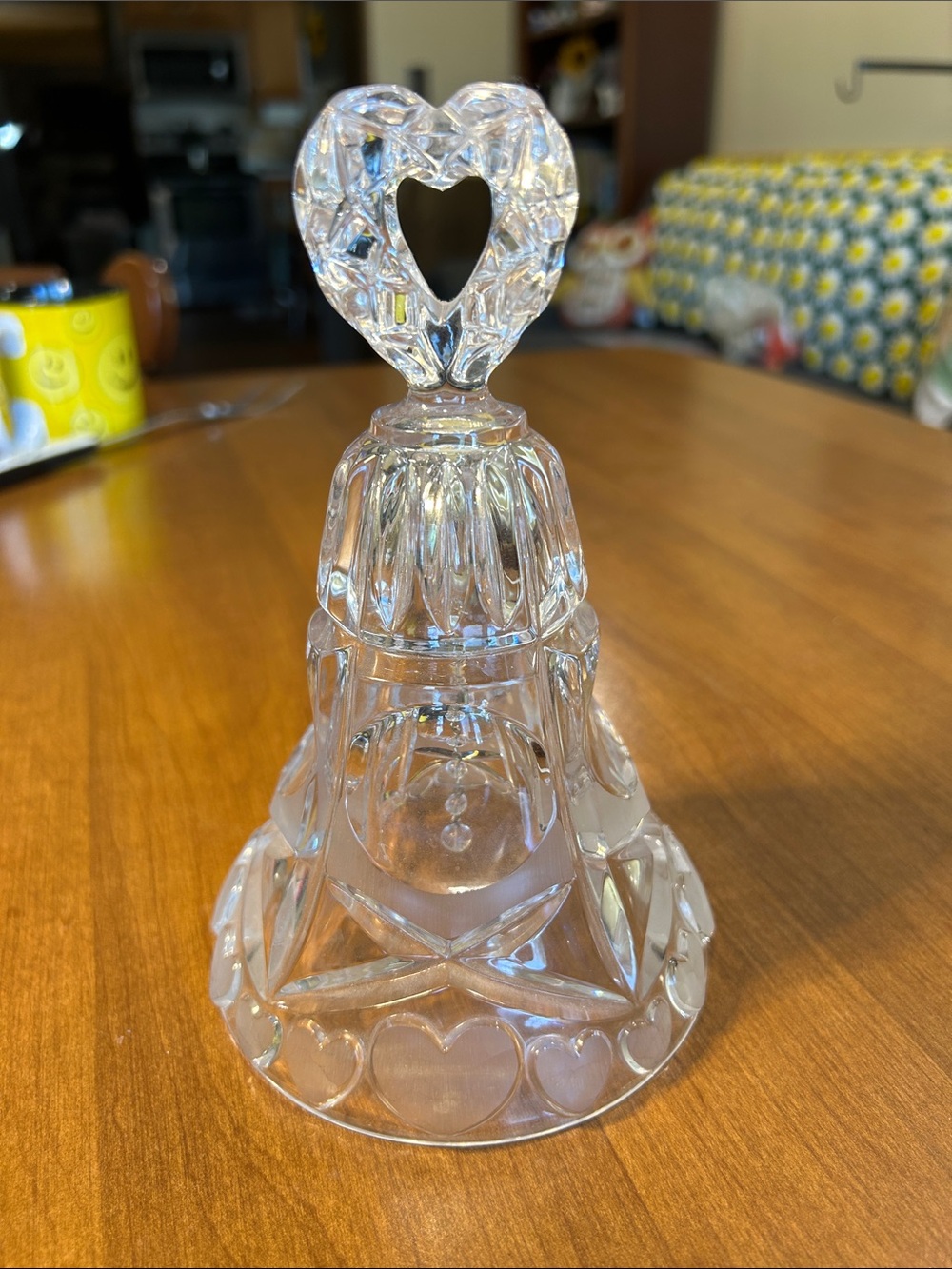 Clear Glass Heart-Top Decorative Bell - Home Accents 7”